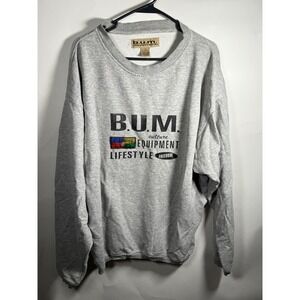BUM EQUIPMENT‎ Mens Gray Sweatshirt Crewneck Long Sleeve Medium Cotton Freedom